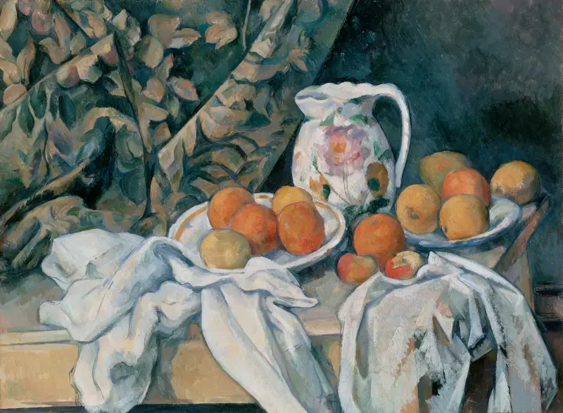 Still Life with a Curtain Still Life Post Impressionist Painting